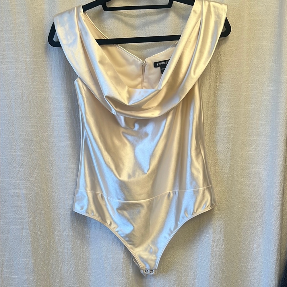 Express Ivory Satin Bodysuit